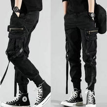 Load image into Gallery viewer, Men&#39;s Side Pockets Harem Pants 2020 Autumn Hip Hop Casual Ribbons Design Male Joggers Trousers Fashion Streetwear Pant Black
