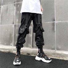 Load image into Gallery viewer, Men Hip Hop Black Cargo Pants joggers Sweatpants Overalls Men Ribbons Streetwear Harem Pants Women Fashions Trousers
