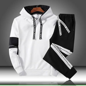 Sets Tracksuit Men Autumn Winter Hooded Sweatshirt Drawstring Outfit Sportswear 2019 Male Suit Pullover Two Piece Set Casual