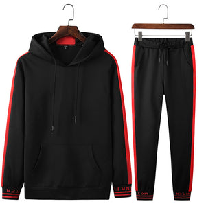 Sets Tracksuit Men Autumn Winter Hooded Sweatshirt Drawstring Outfit Sportswear 2019 Male Suit Pullover Two Piece Set Casual