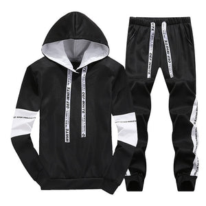 Sets Tracksuit Men Autumn Winter Hooded Sweatshirt Drawstring Outfit Sportswear 2019 Male Suit Pullover Two Piece Set Casual