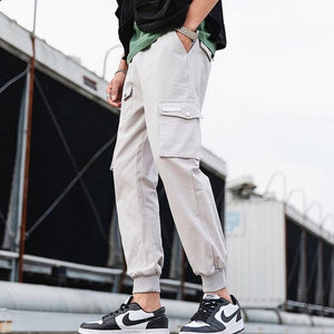 2020 Hip Hop Boy Multi-pocket Elastic Waist Design Harem Pant Men Streetwear Punk Casual Trousers Jogger Male Dancing Black Pant