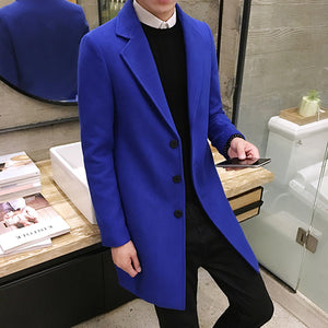 (10 colors) 2019 autumn and winter new men's woolen coat 5XL large size slim long trench coat, fashion slim wild men's jacket