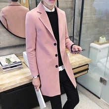 Load image into Gallery viewer, (10 colors) 2019 autumn and winter new men&#39;s woolen coat 5XL large size slim long trench coat, fashion slim wild men&#39;s jacket
