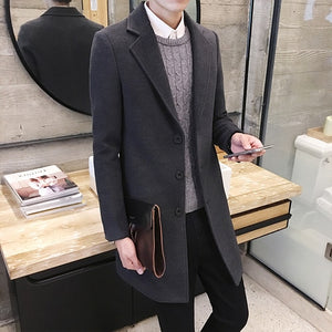 (10 colors) 2019 autumn and winter new men's woolen coat 5XL large size slim long trench coat, fashion slim wild men's jacket