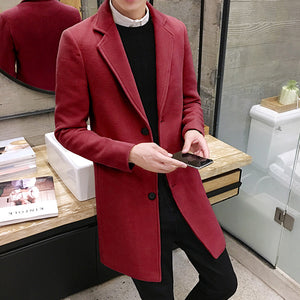 (10 colors) 2019 autumn and winter new men's woolen coat 5XL large size slim long trench coat, fashion slim wild men's jacket